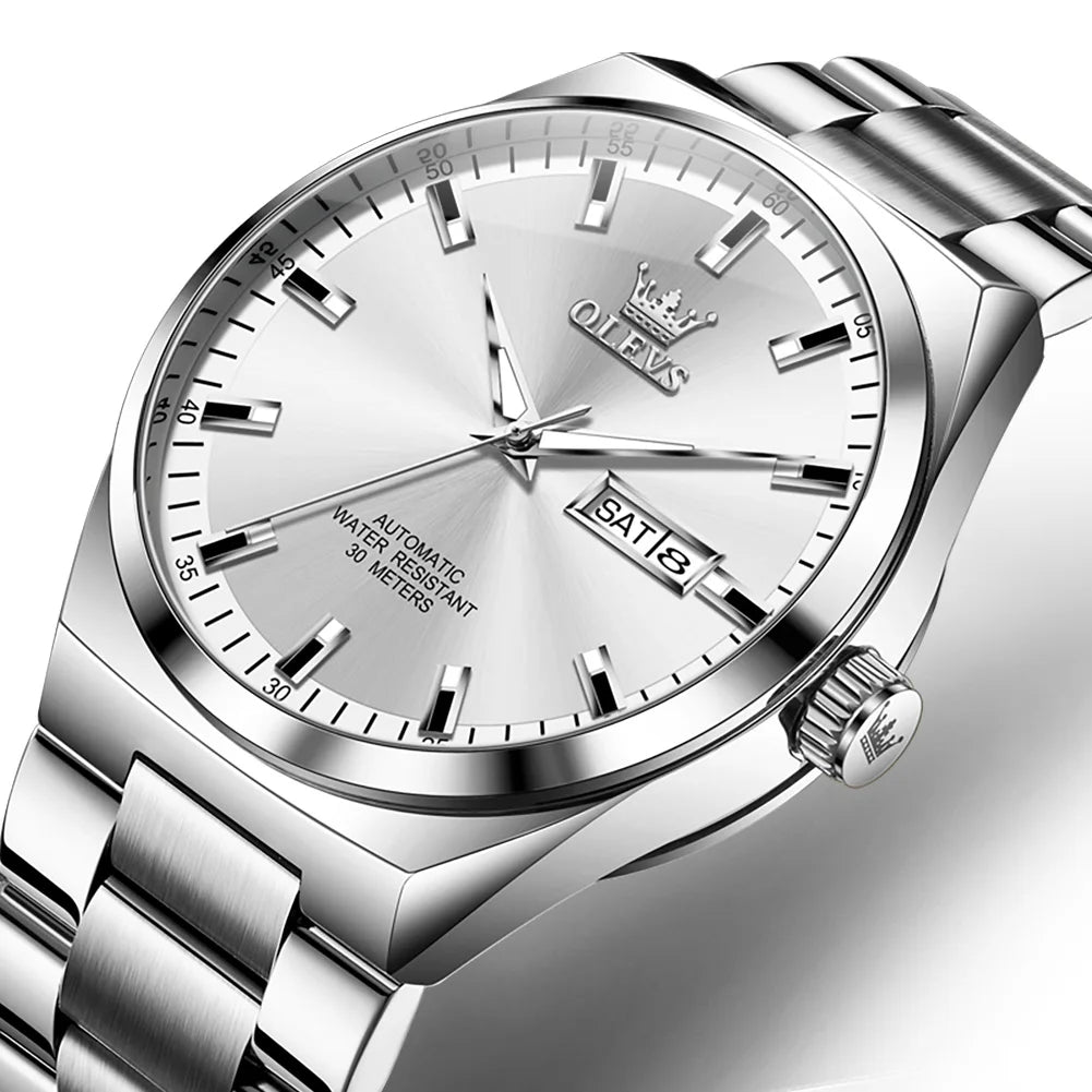 OLEVS Datejust — Reloj automático clásico en acero 316L