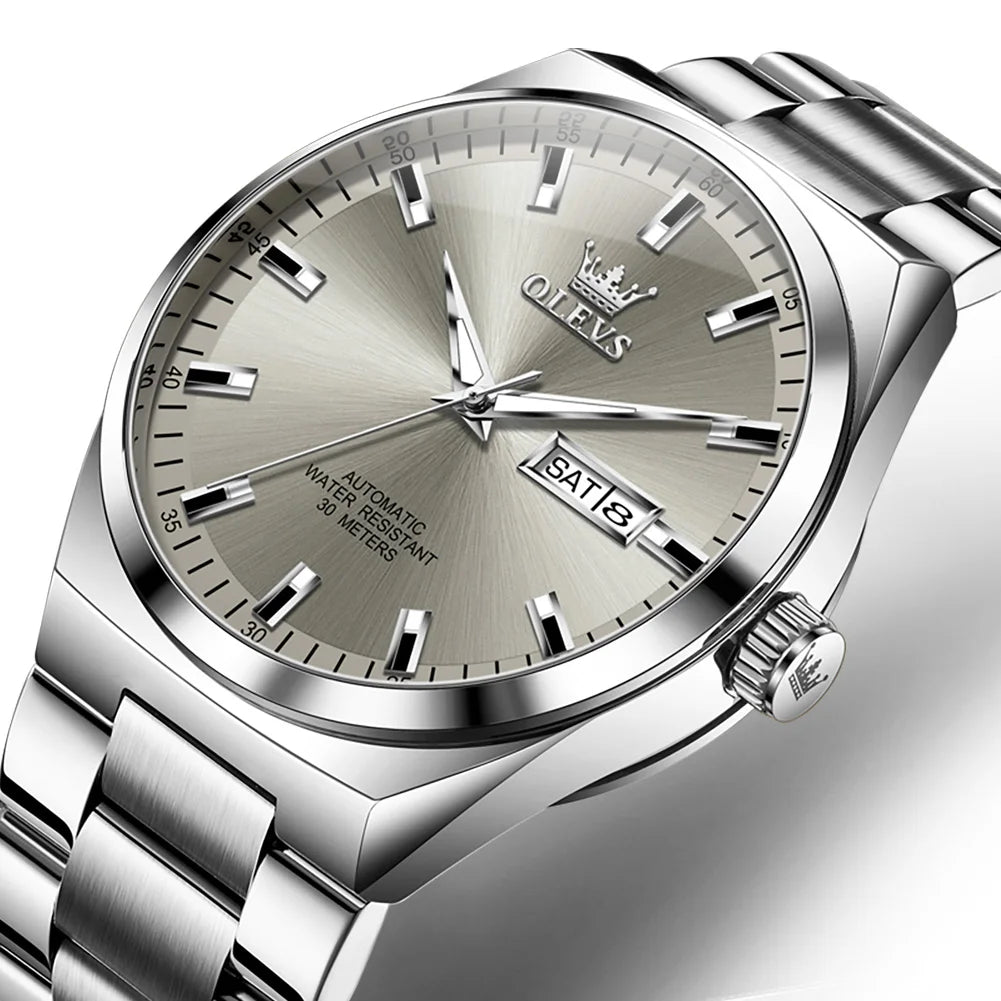 OLEVS Datejust — Reloj automático clásico en acero 316L