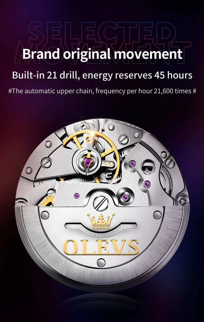 OLEVS 6650 — Reloj automático Datejust con incrustaciones de circonita