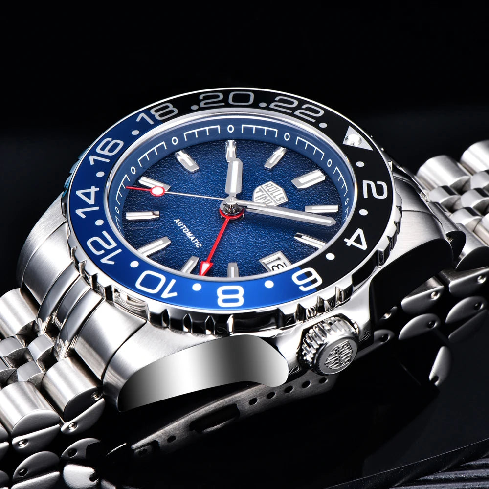 RollsTimi GMT — Automático con bisel cerámico, zafiro AR y Seiko NH34