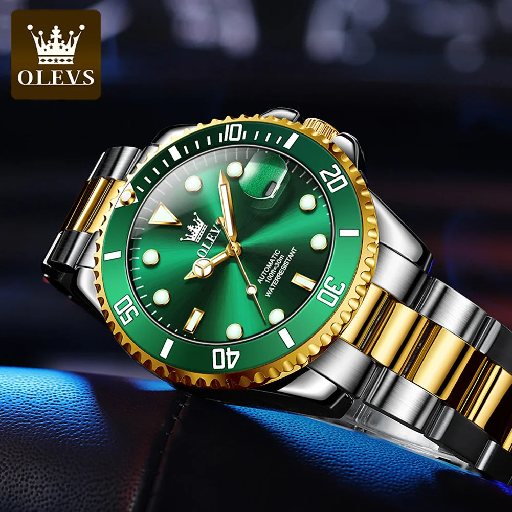 OLEVS 6650 — Reloj automático Datejust con incrustaciones de circonita