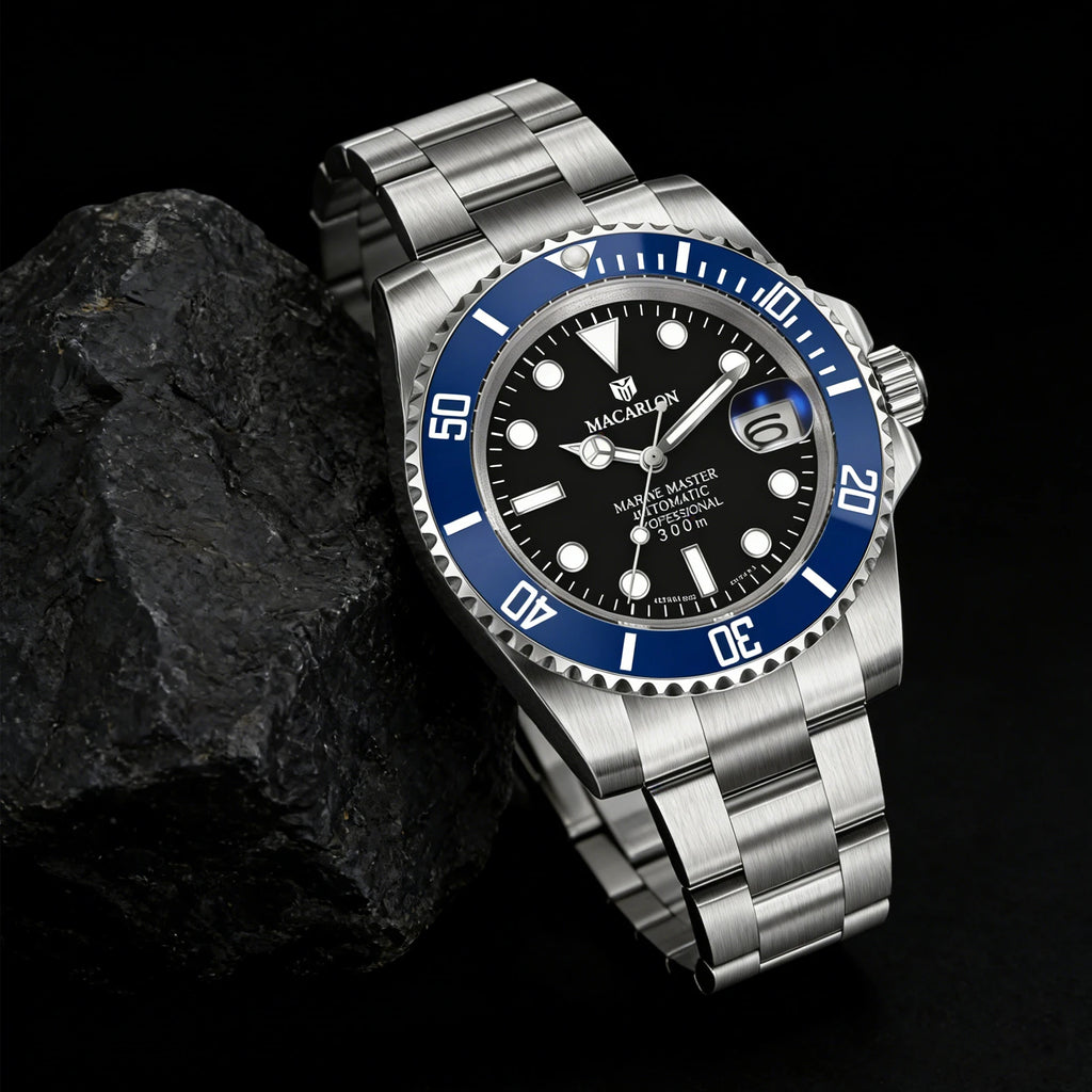 Macarlon Black Bay 41 mm — Diver automático con zafiro y Seiko NH35