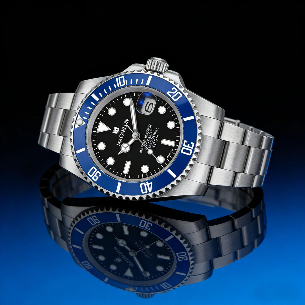 Macarlon Black Bay 41 mm — Diver automático con zafiro y Seiko NH35