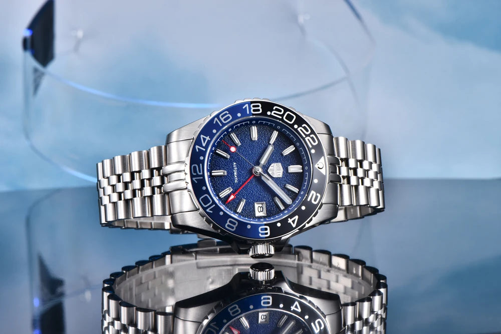 RollsTimi GMT — Automático con bisel cerámico, zafiro AR y Seiko NH34