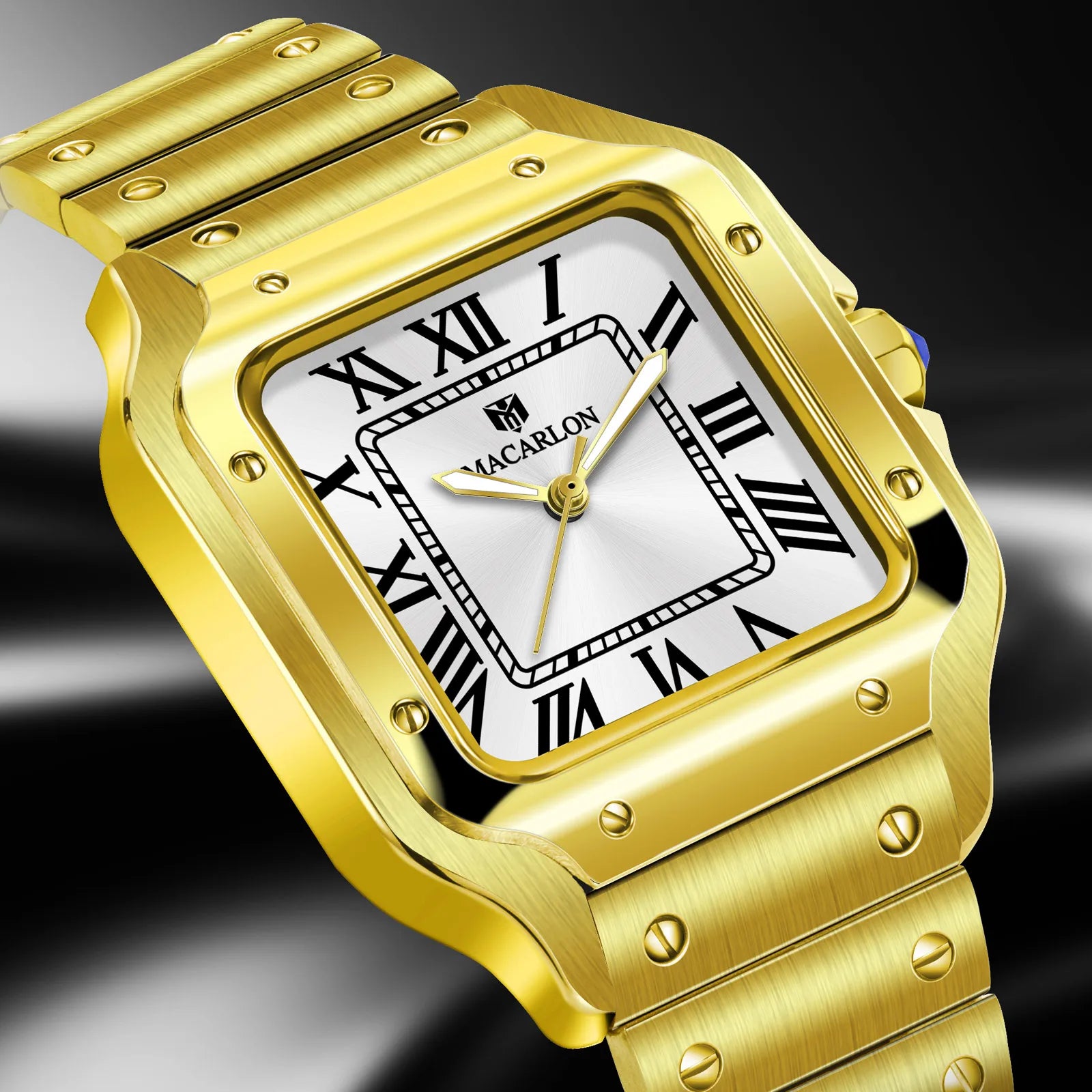 Macarlon Santos — Reloj automático cuadrado 38 mm con zafiro y Seiko NH35