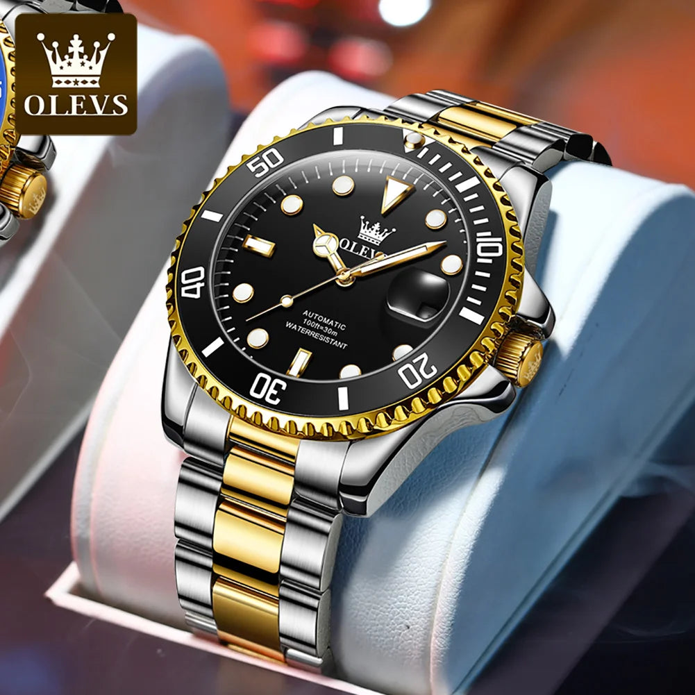 OLEVS 6650 — Reloj automático Datejust con incrustaciones de circonita