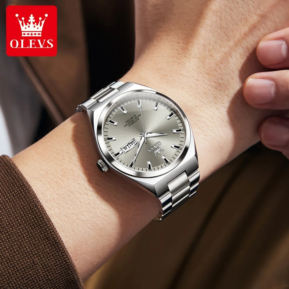 OLEVS Datejust — Reloj automático clásico en acero 316L