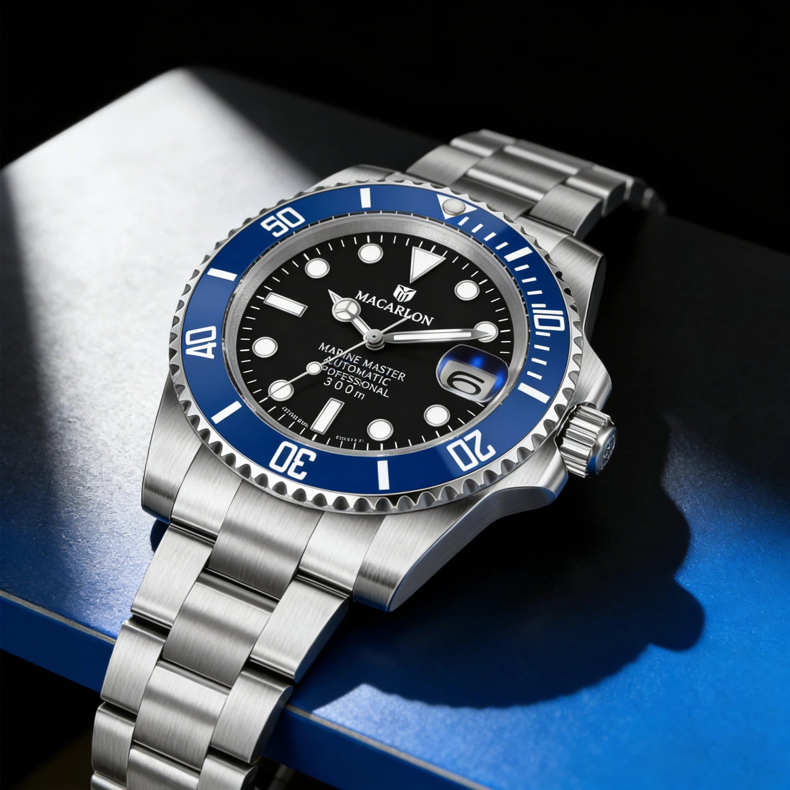 Macarlon Black Bay 41 mm — Diver automático con zafiro y Seiko NH35