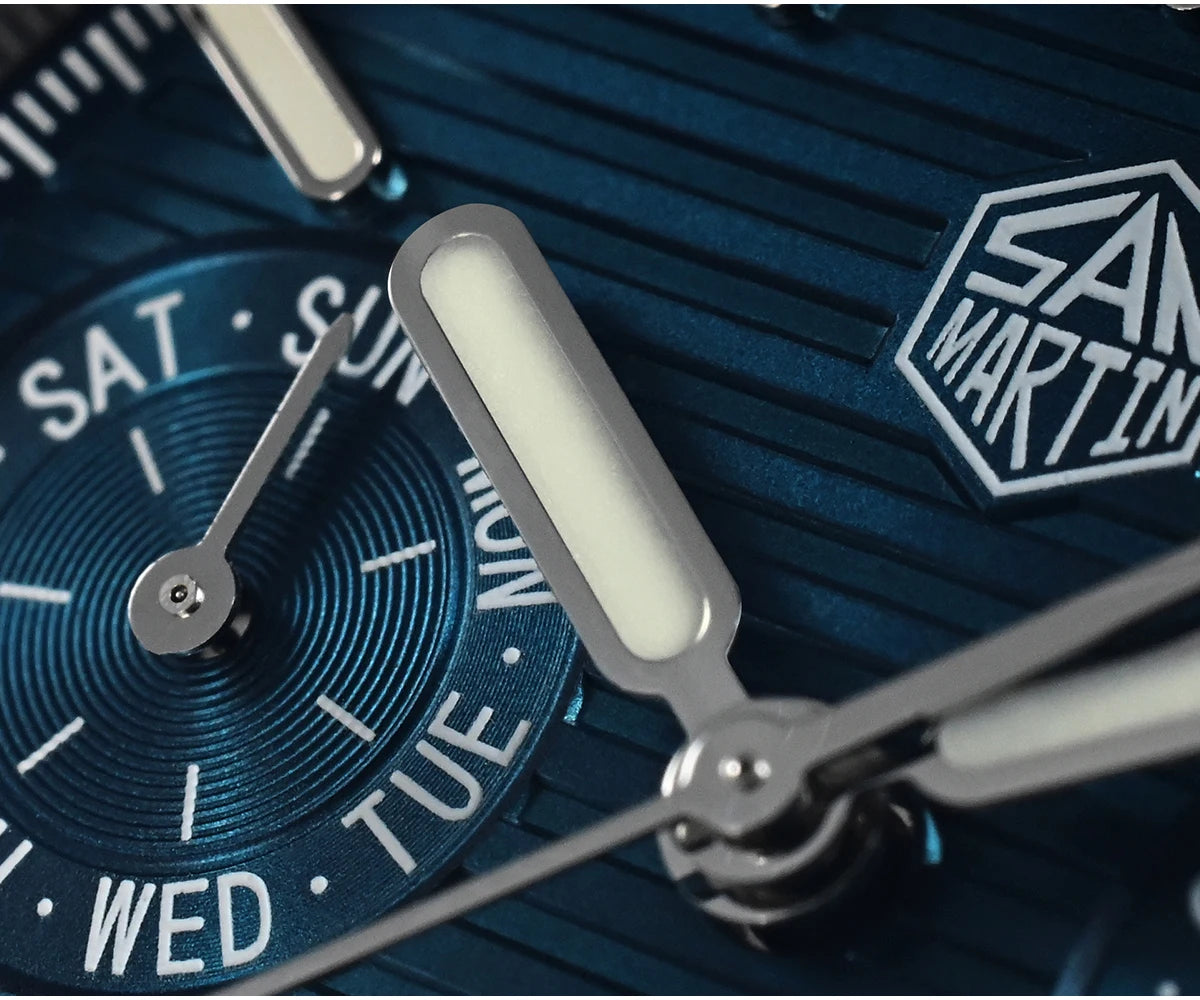 San Martin SN0075-G-B — Reloj cuadrado con Miyota 9120 y correa de caucho