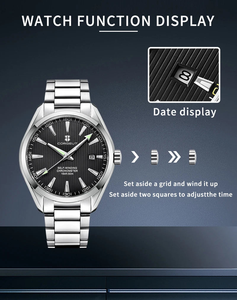 Corgeut 41 mm — Reloj automático diver con zafiro y Seiko NH35