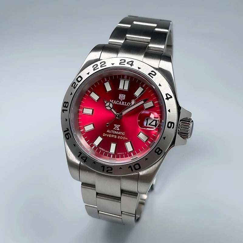Macarlon Explorer 2 — Reloj automático 39 mm con bisel grabado y Seiko NH35