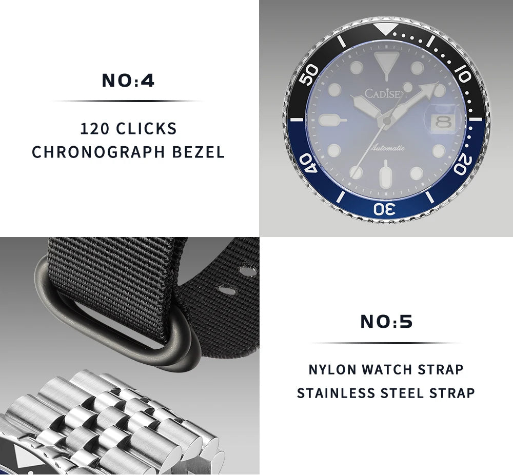 Cadisen GMT — Reloj automático con bisel cerámico y zafiro