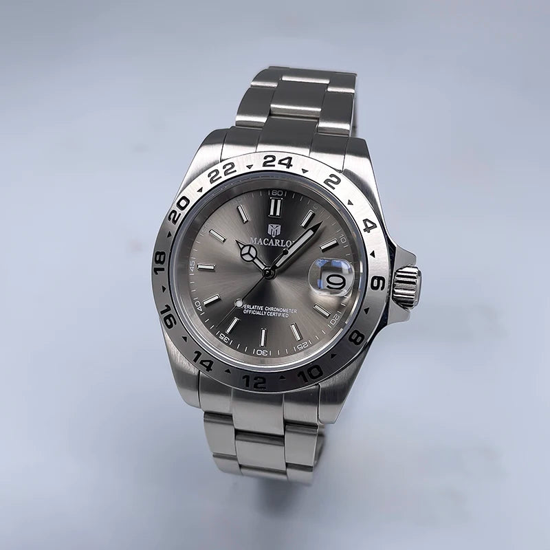 Macarlon Explorer 2 — Reloj automático 39 mm con bisel grabado y Seiko NH35
