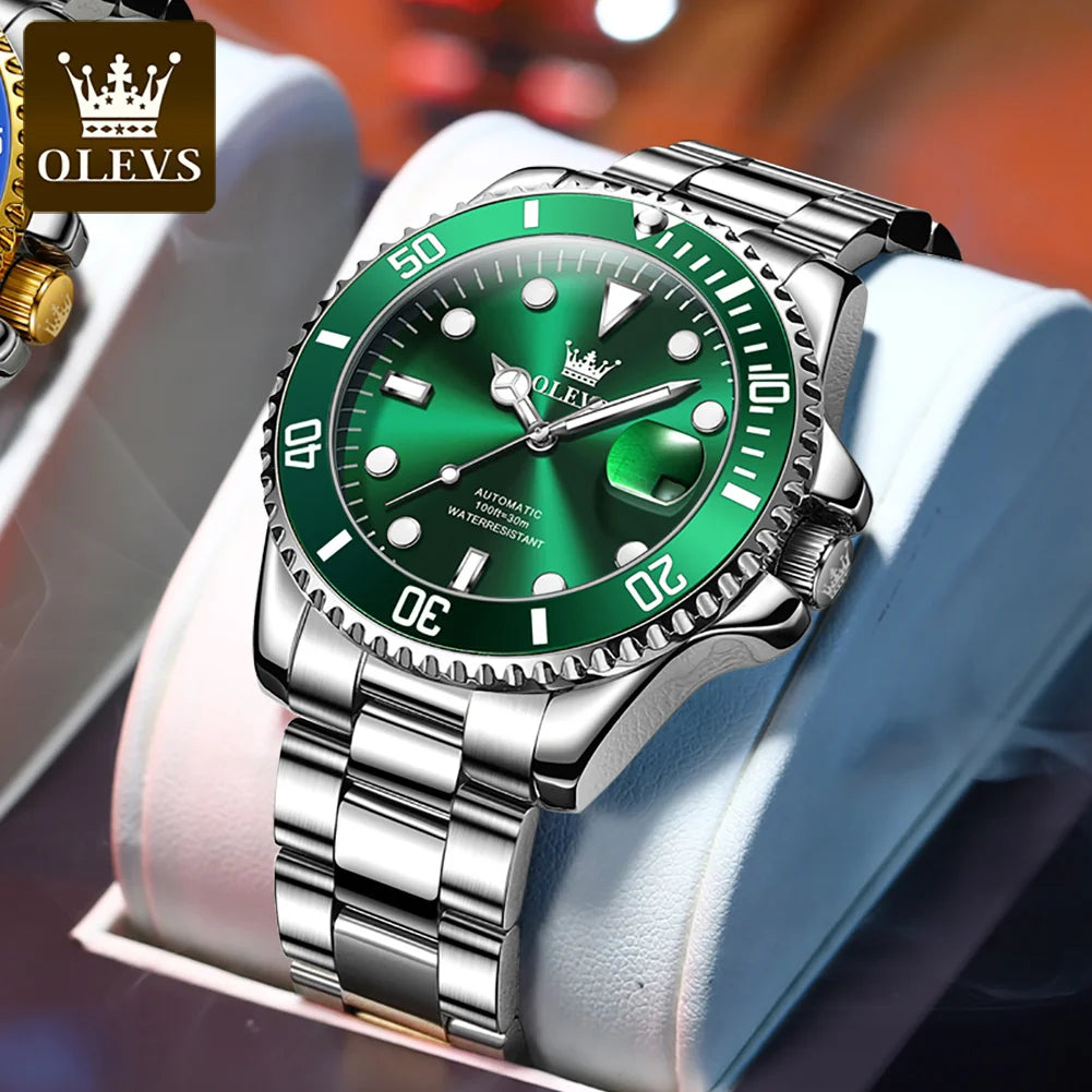 OLEVS 6650 — Reloj automático Datejust con incrustaciones de circonita