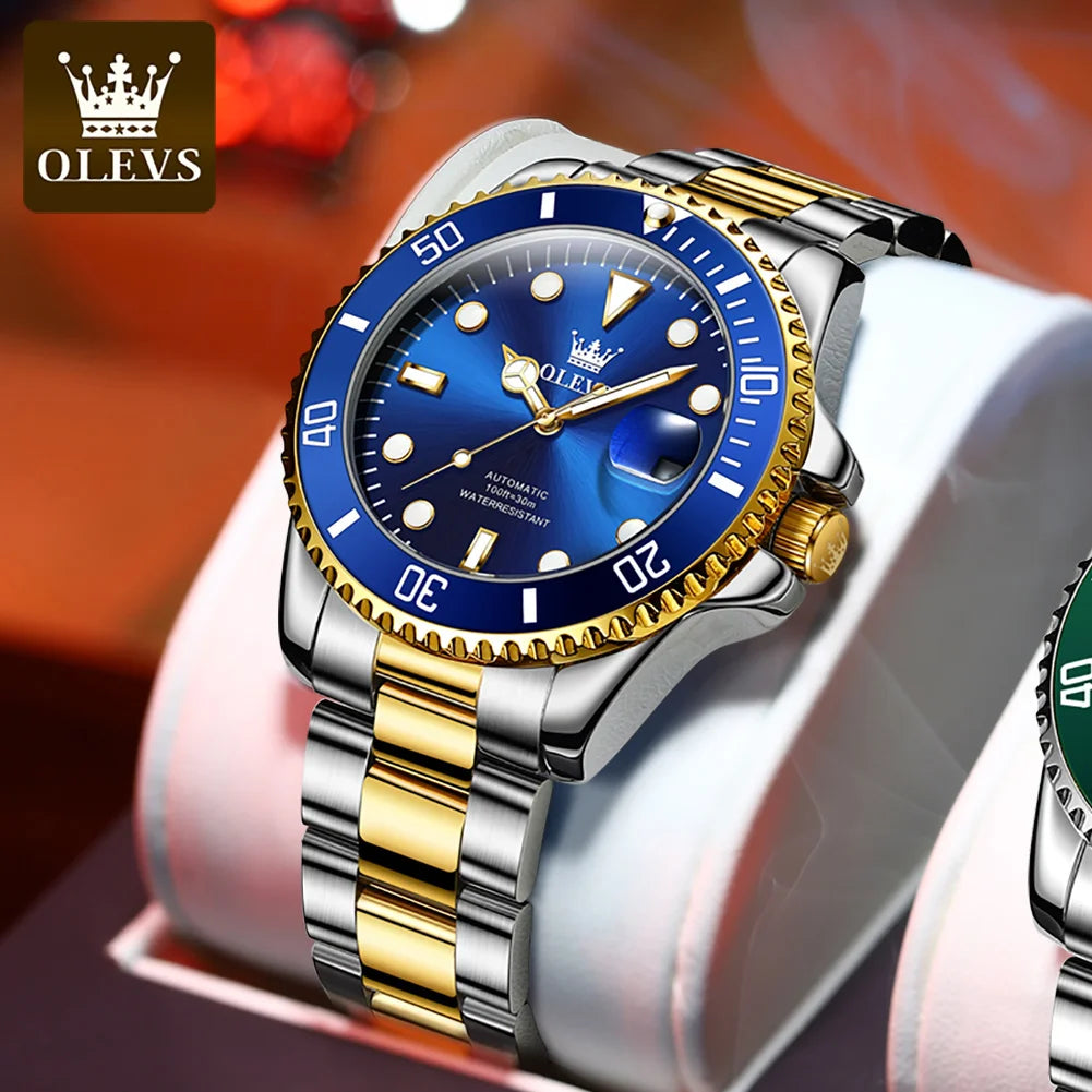 OLEVS 6650 — Reloj automático Datejust con incrustaciones de circonita