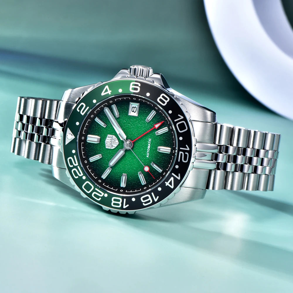 RollsTimi GMT — Automático con bisel cerámico, zafiro AR y Seiko NH34