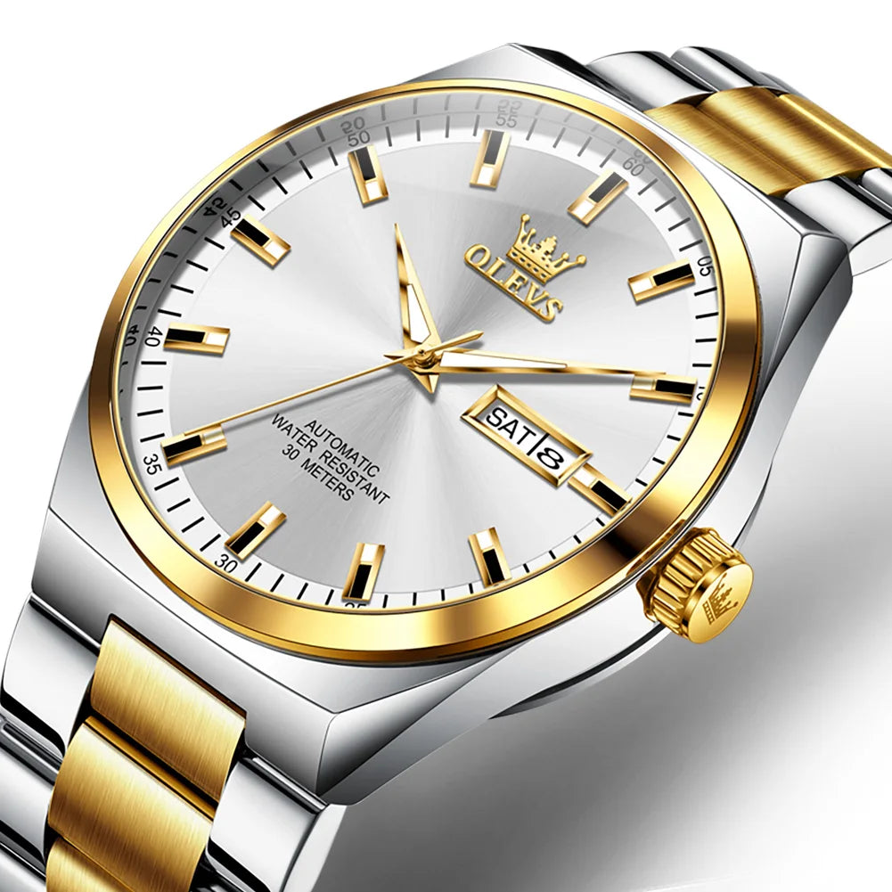 OLEVS Datejust — Reloj automático clásico en acero 316L