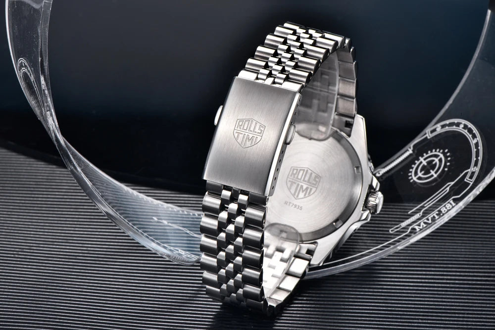 RollsTimi GMT — Automático con bisel cerámico, zafiro AR y Seiko NH34
