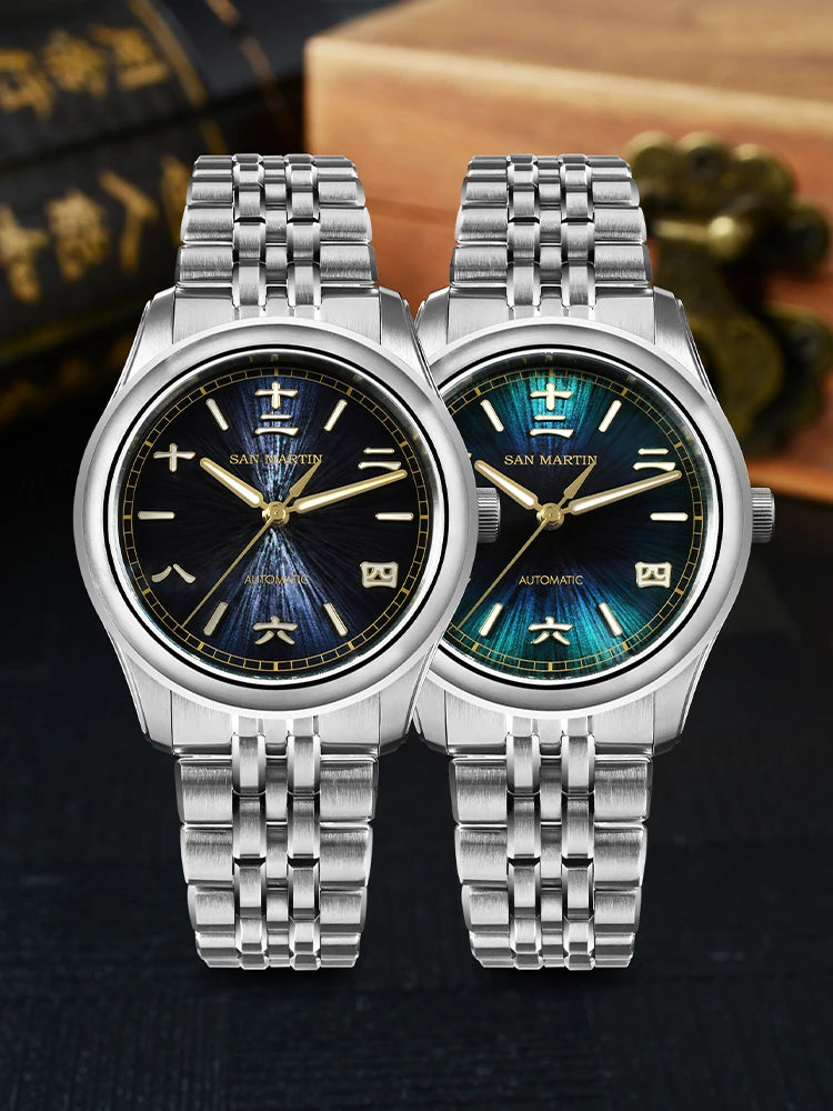 San Martin SN0144CG — Gada sunburst azul con Miyota 90S5 (39 mm)