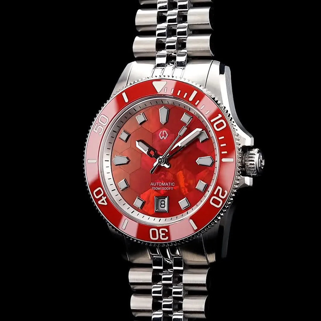 Wishdoit Black Bay — Diver automático con esfera de nácar (15 ATM)