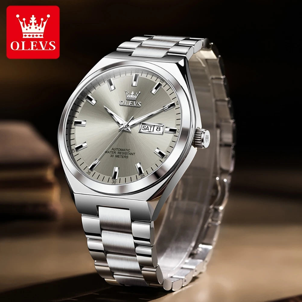 OLEVS Datejust — Reloj automático clásico en acero 316L