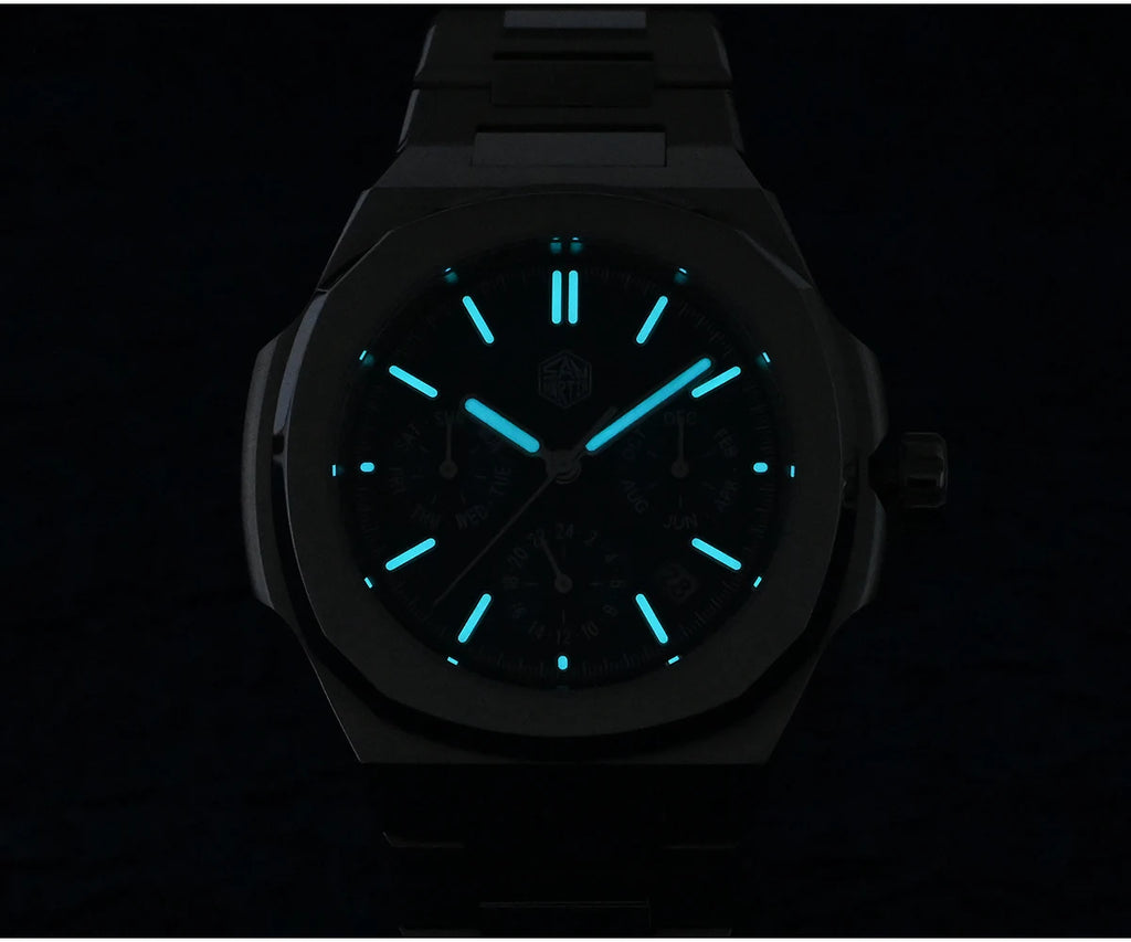 San Martin SN0075-G-B — Reloj cuadrado con Miyota 9120 y correa de caucho