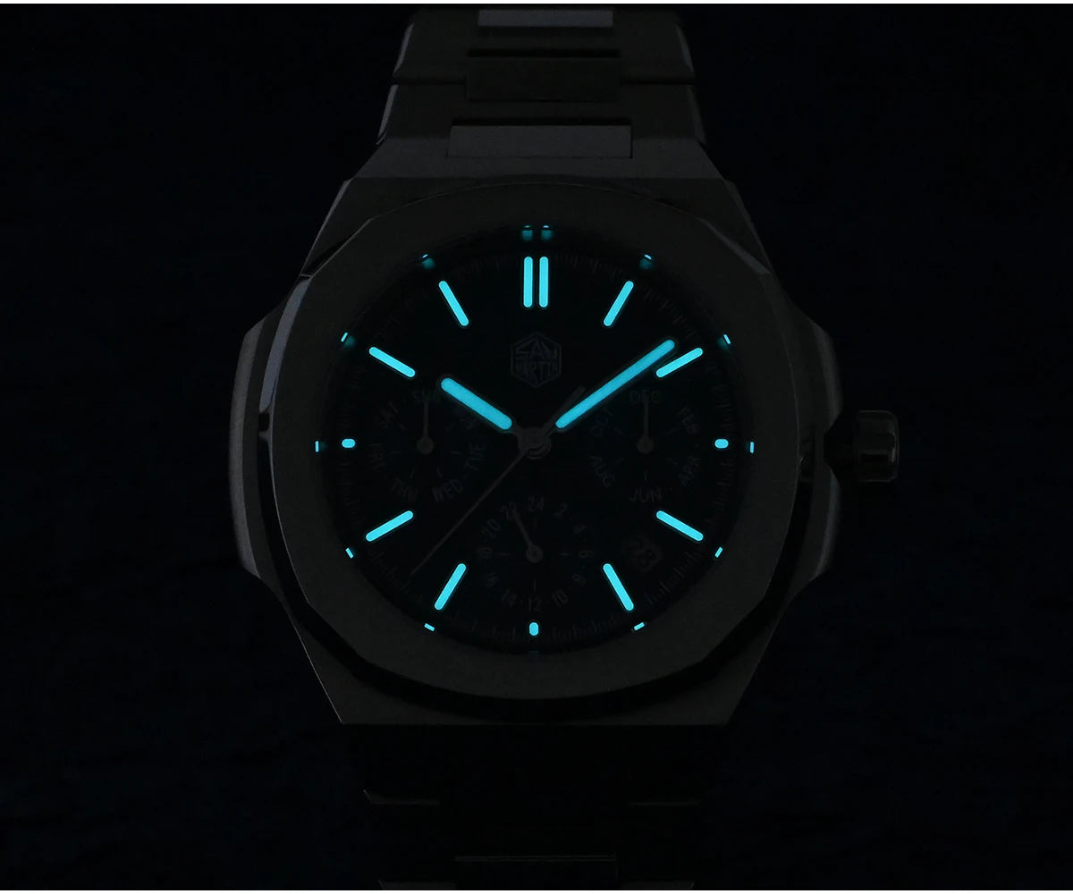 San Martin SN0075-G-B — Reloj cuadrado con Miyota 9120 y correa de caucho