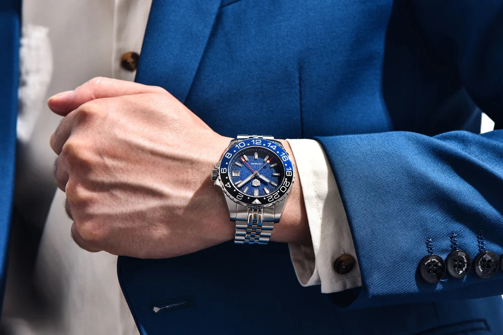 RollsTimi GMT — Automático con bisel cerámico, zafiro AR y Seiko NH34