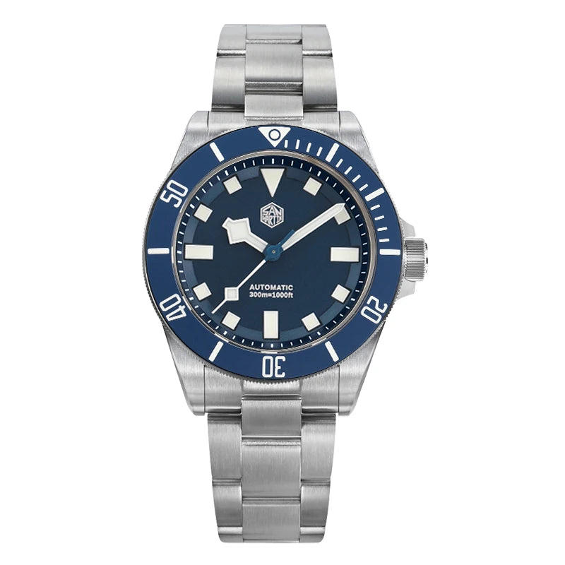 San Martin × Watchdives SN0121T — Diver Titanio 300 m con bisel cerámico