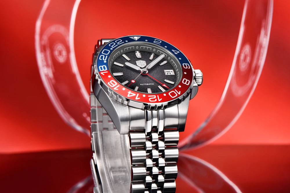 RollsTimi GMT — Automático con bisel cerámico, zafiro AR y Seiko NH34