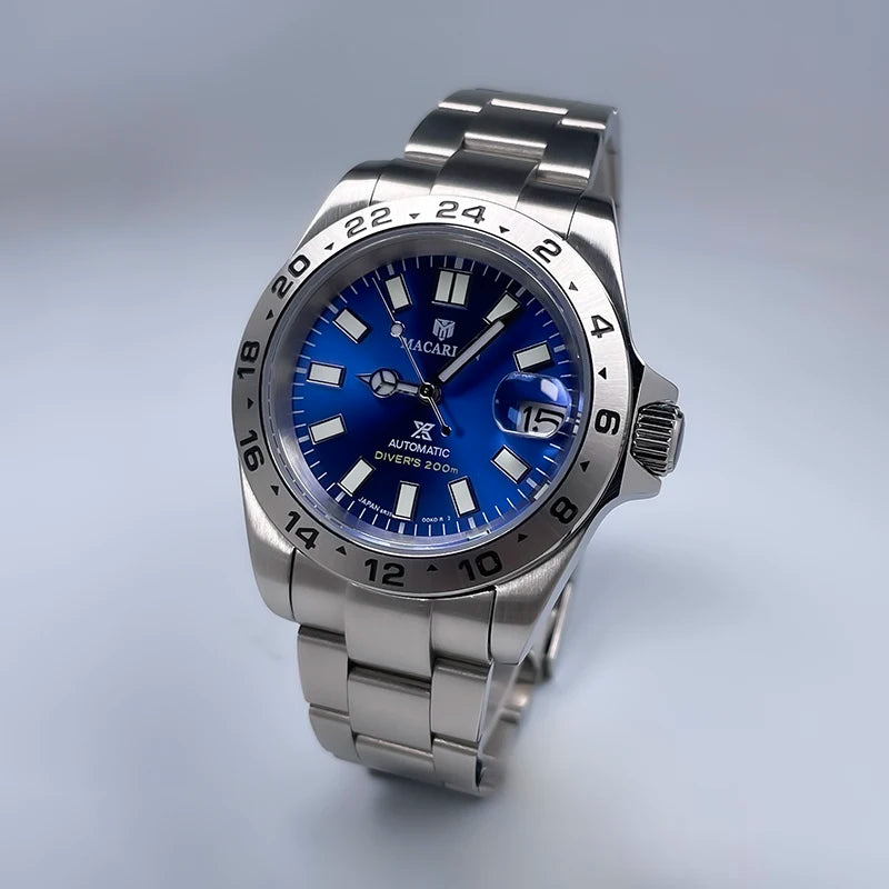 Macarlon Explorer 2 — Reloj automático 39 mm con bisel grabado y Seiko NH35