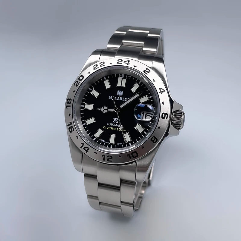 Macarlon Explorer 2 — Reloj automático 39 mm con bisel grabado y Seiko NH35
