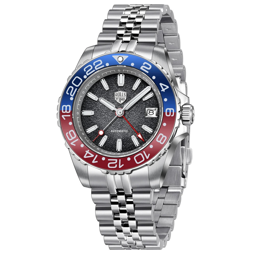 RollsTimi GMT — Automático con bisel cerámico, zafiro AR y Seiko NH34