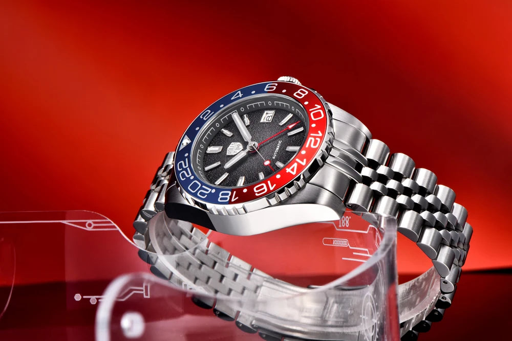 RollsTimi GMT — Automático con bisel cerámico, zafiro AR y Seiko NH34