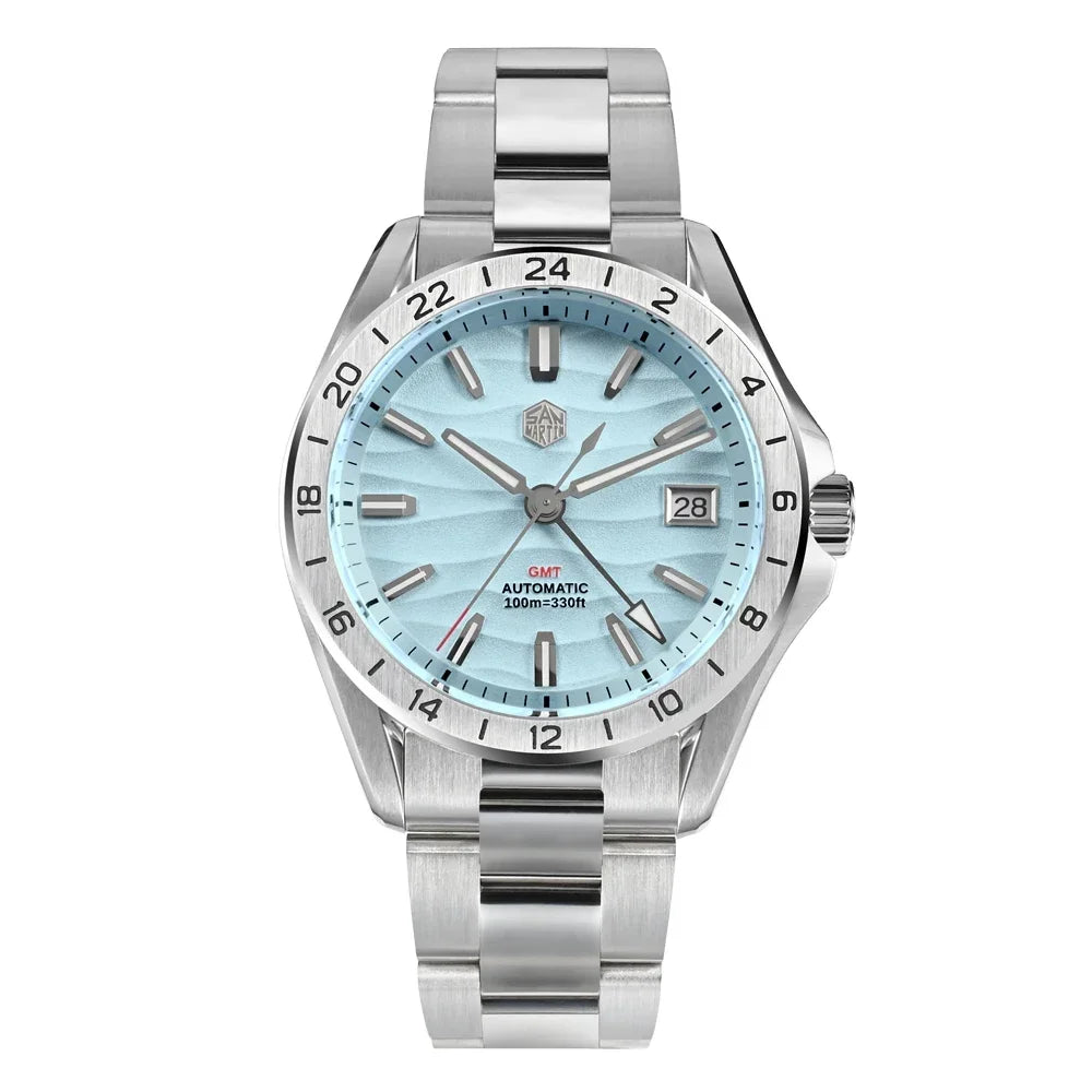 San Martin SN0129-G GMT — Reloj con esfera textura desierto y NH34 (39 mm)