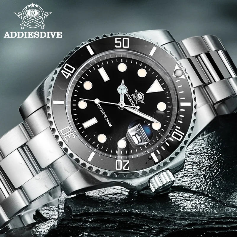 AddiesDive Diver — Reloj automático con bisel cerámico y BGW9 (20 ATM)