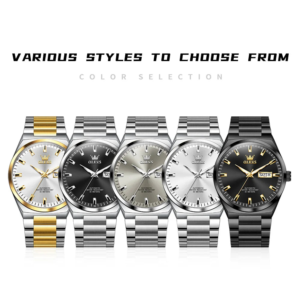 OLEVS Datejust — Reloj automático clásico en acero 316L