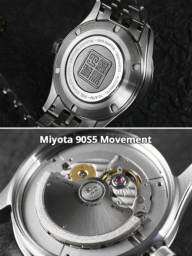 San Martin SN0144-CG4 — Gada MOP y Sparkle con Miyota 90S5 (39 mm)