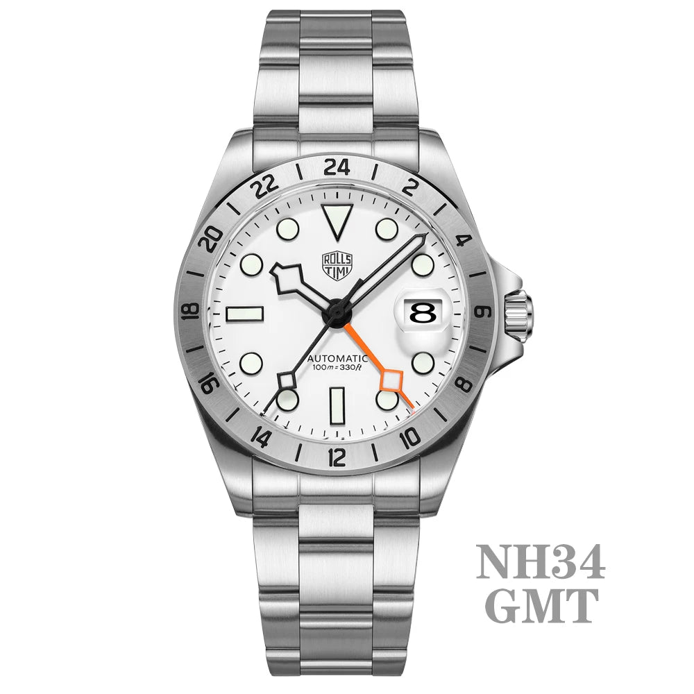 RollsTimi Explorer II — GMT automático con zafiro y Seiko NH34